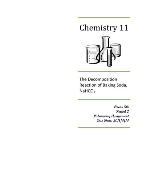 The Decomposition Reaction Of Baking Soda NaHCO3