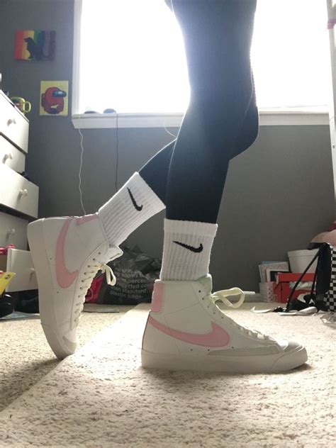 Pink Blazers In 2023 Socks Over Leggings White Nike Socks White Nike Socks Outfit Leggings