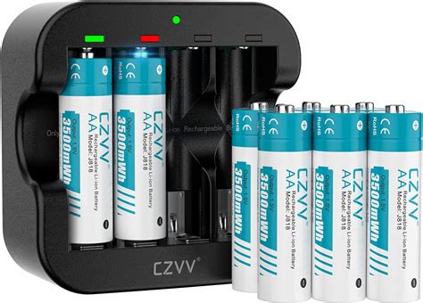 Rechargeable AA Lithium Batteries Pre Recharged 8 Pack With 2H Fast