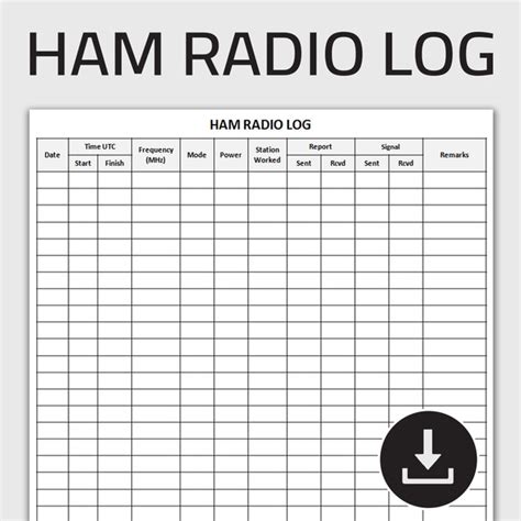 Printable Ham Radio Log Sheet Amateur Radio Log Qso Tracke Inspire