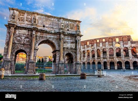 The Coliseum And The Arch Of Constantine In Rome Italy Stock Photo Alamy