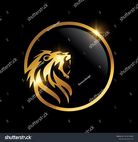 Golden Lion Head Circle Logo Vector Stock Vector Royalty Free