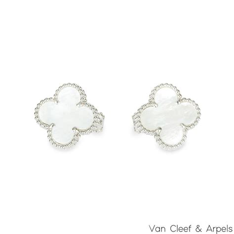 Van Cleef And Arpels White Gold Mother Of Pearl Vintage Alhambra