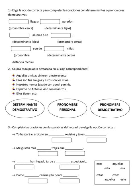 Determinantes Y Pronombres Interactive Worksheet Ejercicios De Sustantivos Actividades