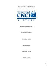 Actividad Ii Docx Universidad Cnci Virtual Materia Administraci N Ii