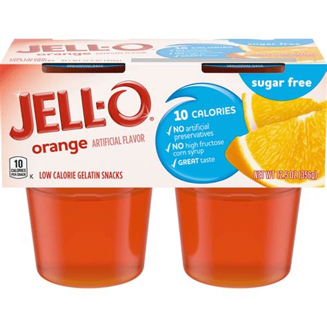 Jell O Orange Sugar Free Ready To Eat Jello Cups Gelatin Snack 4 Ct Cups Compra Selectos