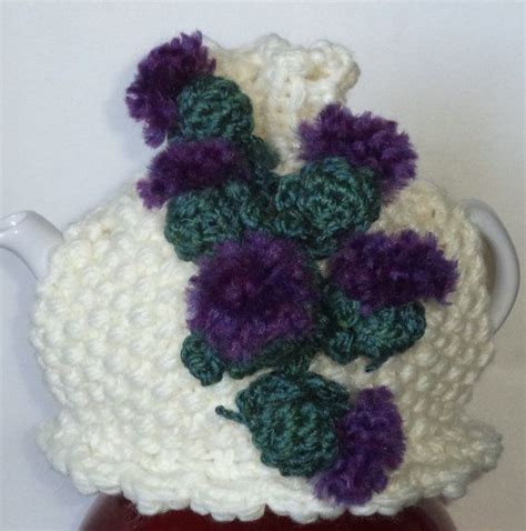 Scottish Thistles Hand Knitted And Crocheted Small Tea Cosy Etsy