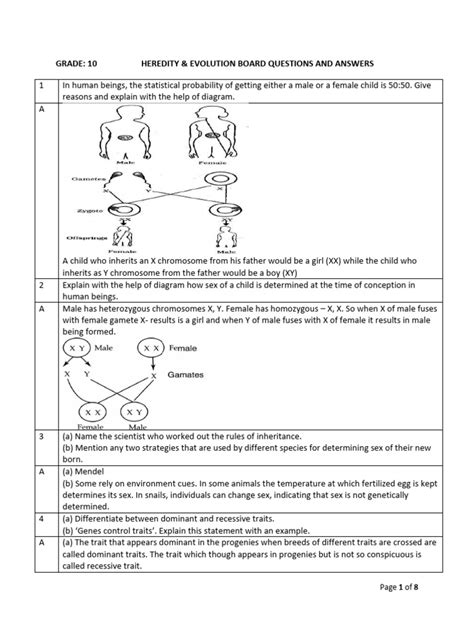 Heredity Board Papers Pdf Sex Dominance Genetics