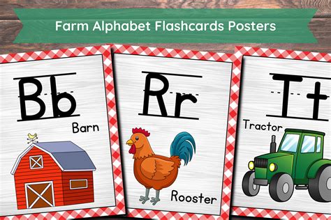 Printable Farm Theme Alphabet Posters Abc Letters Classroom Etsy