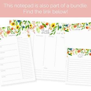 Floral Notepad Simple Lined Or Unlined Notepads Teacher Or Bridesmaid