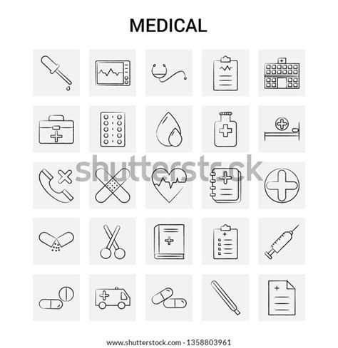 Hand Drawn Medical Icon Set Stock Vector Royalty Free