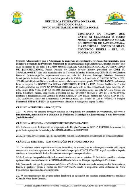 Contrato Semas Assinado Prefeitura Municipal De Jacareacanga