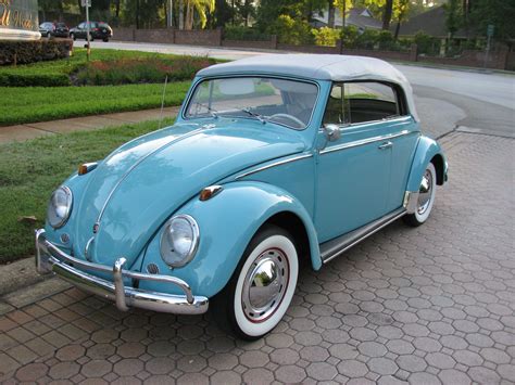 Vintage Powder Blue On White Vw Bug Convertible With White Walls Vw