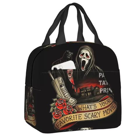 Ghostface Scream Halloween Insulated Lunch Bag Portable Horror Killer