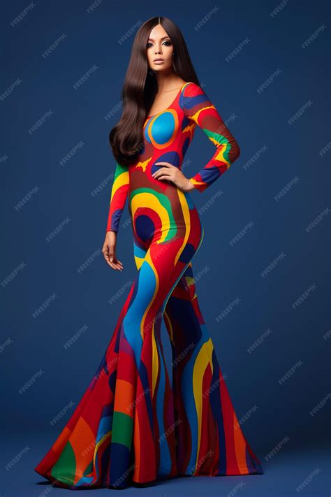 Premium Photo Woman In Colorful Dress Posing For Picture With Her Hands On Her Hips Generative Ai