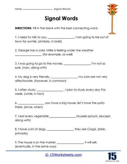 Signal Words Worksheets 15