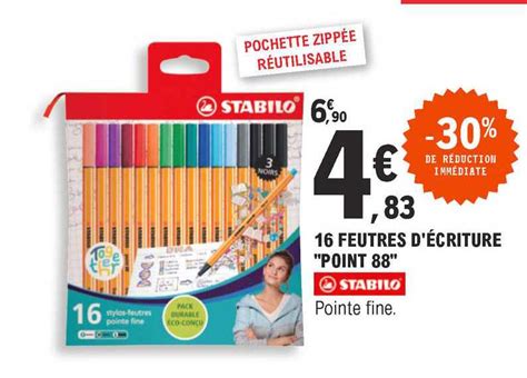 Promo 16 Feutres D écriture point 88 Stabilo chez E Leclerc