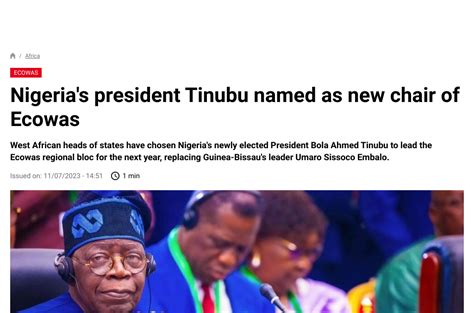 Rfi English Le Pr Sident Du Nigeria M Tinubu Prend La T Te De La