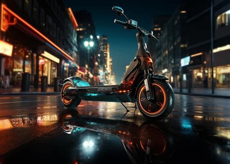 Un Scooter El Ctrico Futurista En La Calle De Una Gran Ciudad Concepto