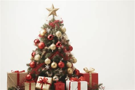 Premium AI Image Christmas Tree Surrounded By Gifts On A White Background