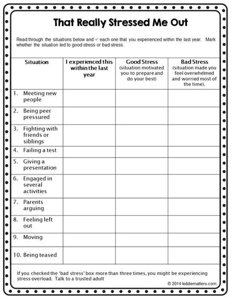 Managing Stress Worksheet And Example Free Pdf Download Worksheets