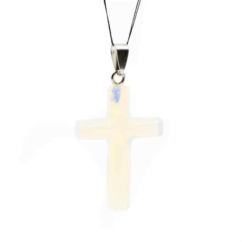 Pendentif Pierre Précieuse Opaline Croix 45 mm Zenvol Vente en Gros