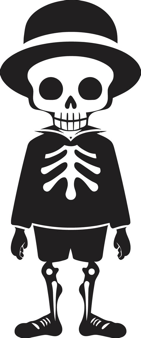 Playful Skeleton Charm Cute Quirky Skeletal Mascot Black 44433487