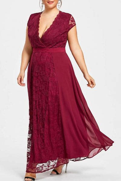 Ankle Length Burgundy Plus Size Mother Of The Bride Lace Dress With Sl