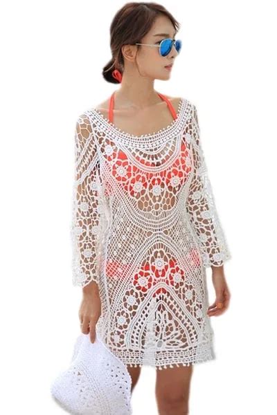 Women Lace Crochet Bikini Swimwear Cover Up Sexy Summer Beach