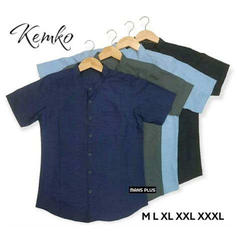 Jual Kemeja Kerah Shanghai Polos Lengan Pendek M L Xl Xxl Xxxl Pria