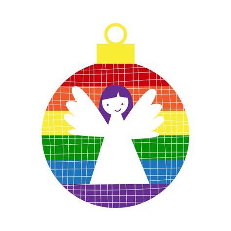 Rainbow Lgbt Christmas Ball Decoration With Angel 16058886 Vector Art