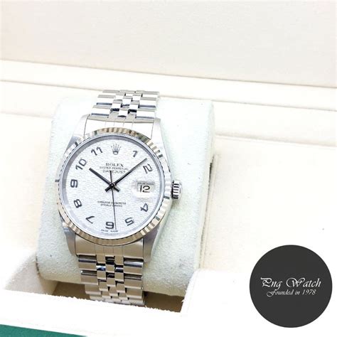 Rolex Mm Discontinued Fluted Bezel Ivory Arabic Dial Datejust Ref