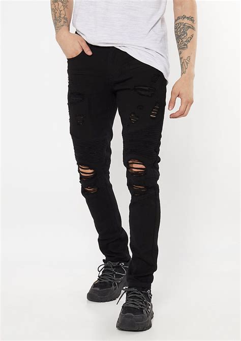 Supreme Flex Black Distressed Moto Skinny Jeans In 2020 Ripped Jeans