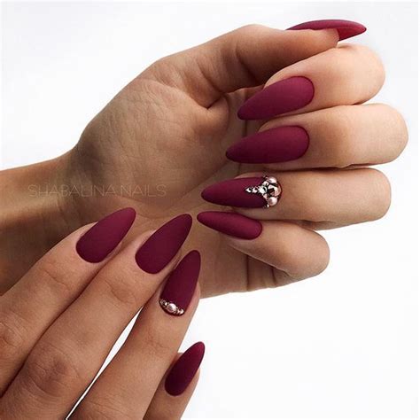 Dark Red Almond Nails Almond Nails Are A Popular Style In The World