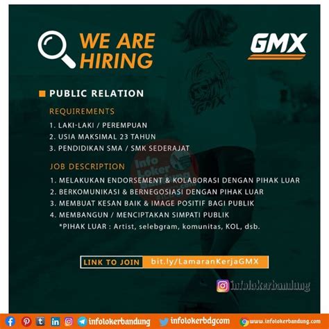 Lowongan Kerja Public Relation Project Management Gmx Bandung Juli