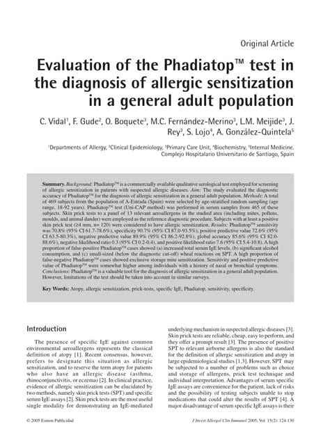 (PDF) Evaluation of the Phadiatop™ test in the diagnosis of allergic ...