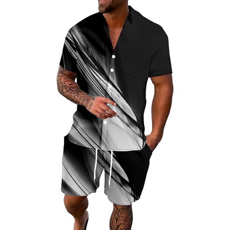 Uveasisha Golf Outfits For Men 2 Piece Sets Mens 3d Print Short Sets