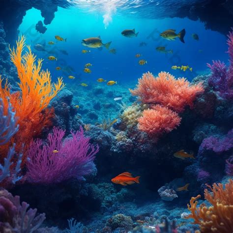 Underwater Ocean Background With Fish