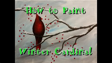 Winter Cardinal Step By Step Acrylic Painting On Canvas For Beginners