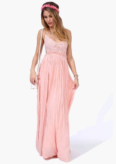 Pink Spaghetti Strap Embroidered Pleated Maxi Dress Pictures Fashion