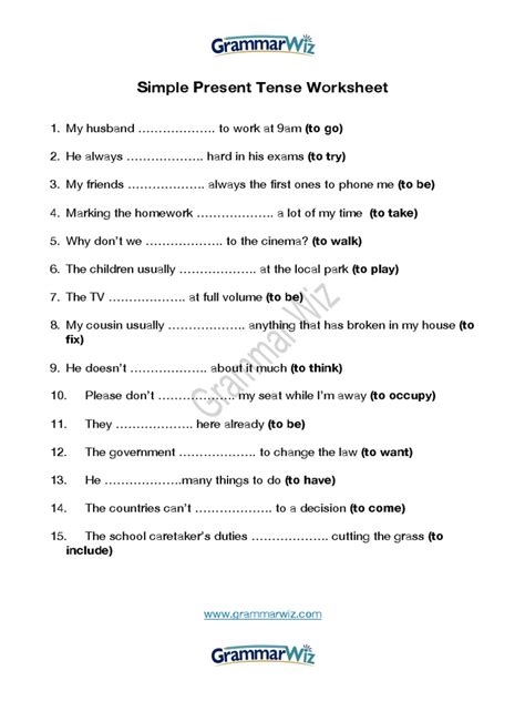 Simple Present Tense Worksheet Pdf Worksheets Library