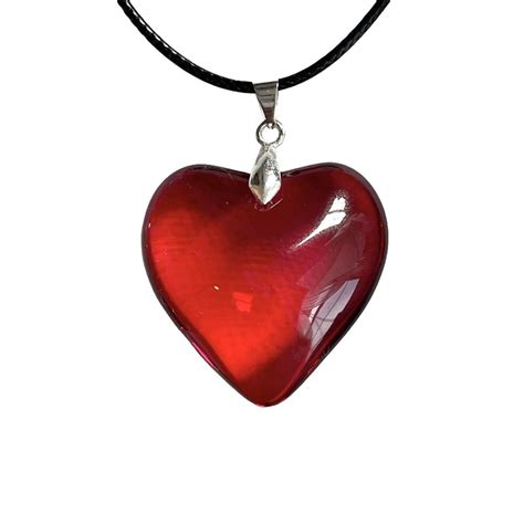 Red Glass Heart Necklace The Original Large Red Depop