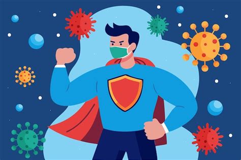 Premium Vector The Immune System A Strong Man Fights Viruses
