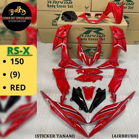 Sticker Tanam Airbrush Rapido Cover Set Honda Rsx Rs X Red