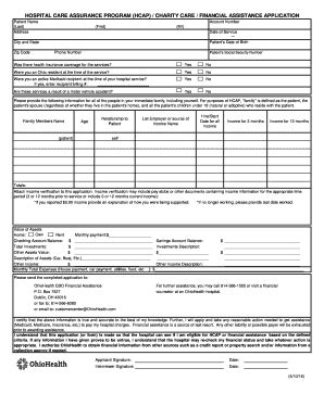 Form Oh Ohiohealth Hospital Care Assurance Program Hcap Charity