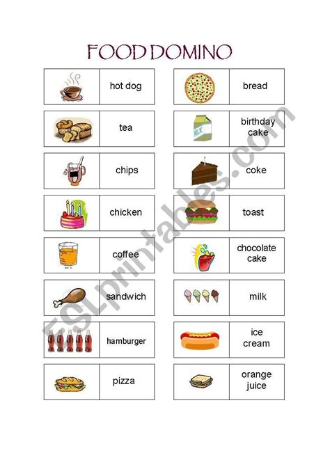 Food Domino Esl Worksheet By Sungari