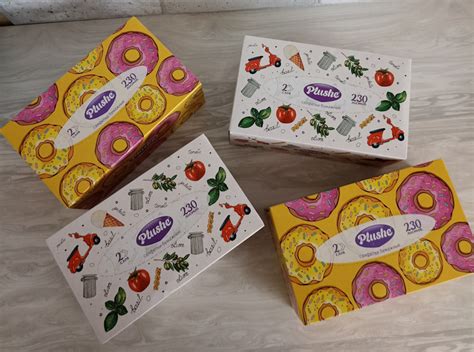 Салфетки бумажные Plushe в коробке. 2 слоя. 230 листов - «Мои любимые ...