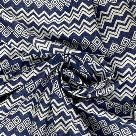 Indigo Chevron Print Cotton Fabric Printed Cotton Material Floral