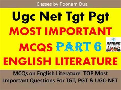 MCQS Part 6 Top MCQs On English For LT Grade TGT PGT KVS NVS UGC