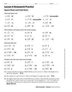 Skills Practice Perfect Squares